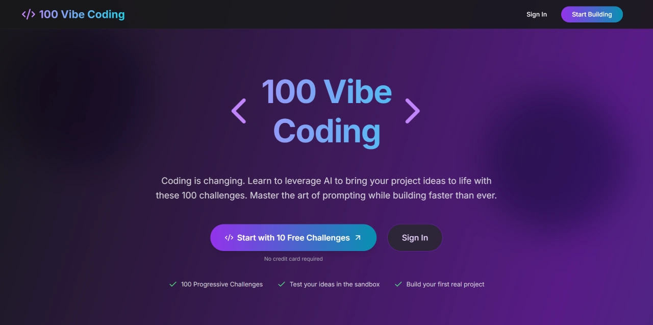 100VibeCoding(图1) 100VibeCoding:通过互式编程帮助用户构建真实项目