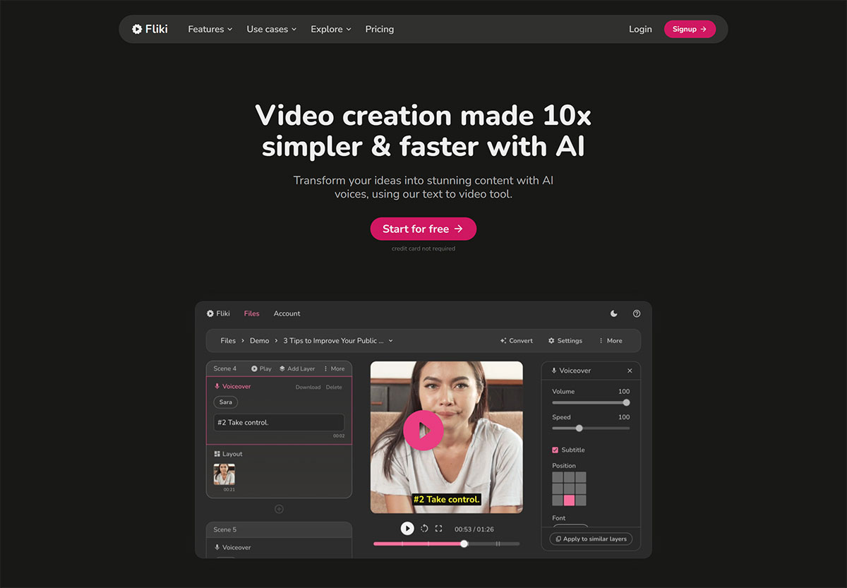 Fliki(图1) Fliki---Video-creation-made-10x-simpler-&-faster-with-AI---fliki.jpg